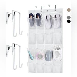 Home Genie Over the Door Hanging Shoe Organizer 24 Mesh Pockets Brand New